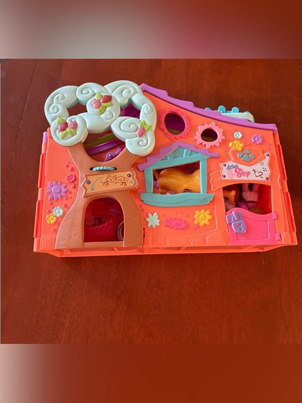 Littlest Pet Shop Pink and Coral Floral Playset House
